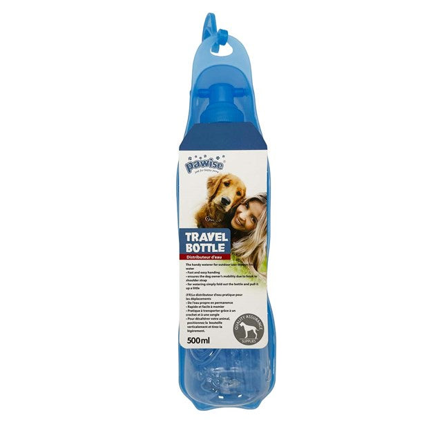 Pawise - Vattenflaska med skål för Hund, 500 ml